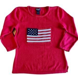 American Flag Sweater 3/4 Sleeves Red Size PS